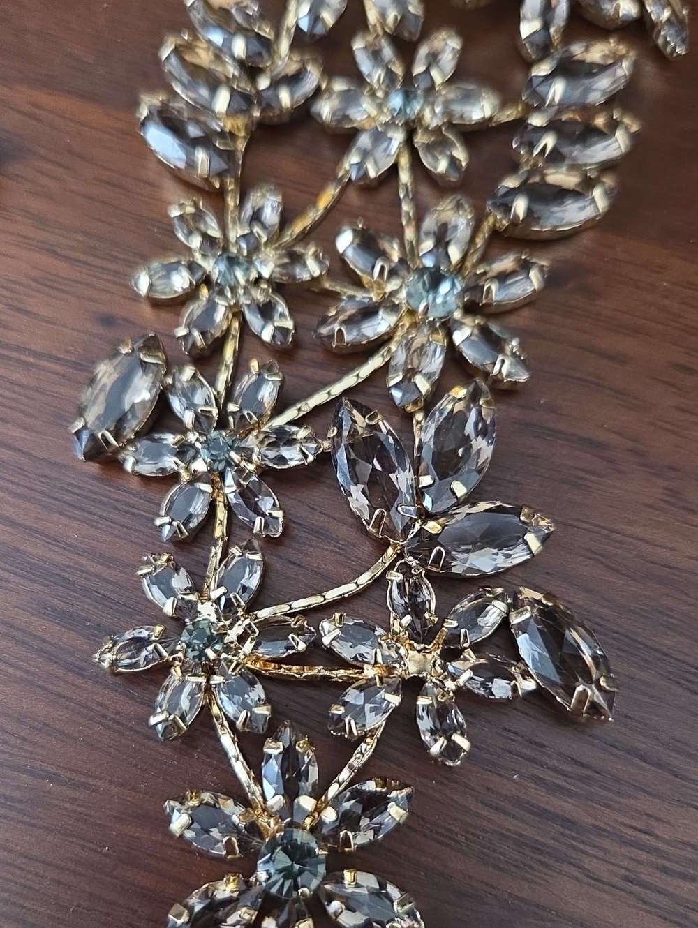 Statement Floral Crystal Necklace in Champagne - Picture 12 of 12